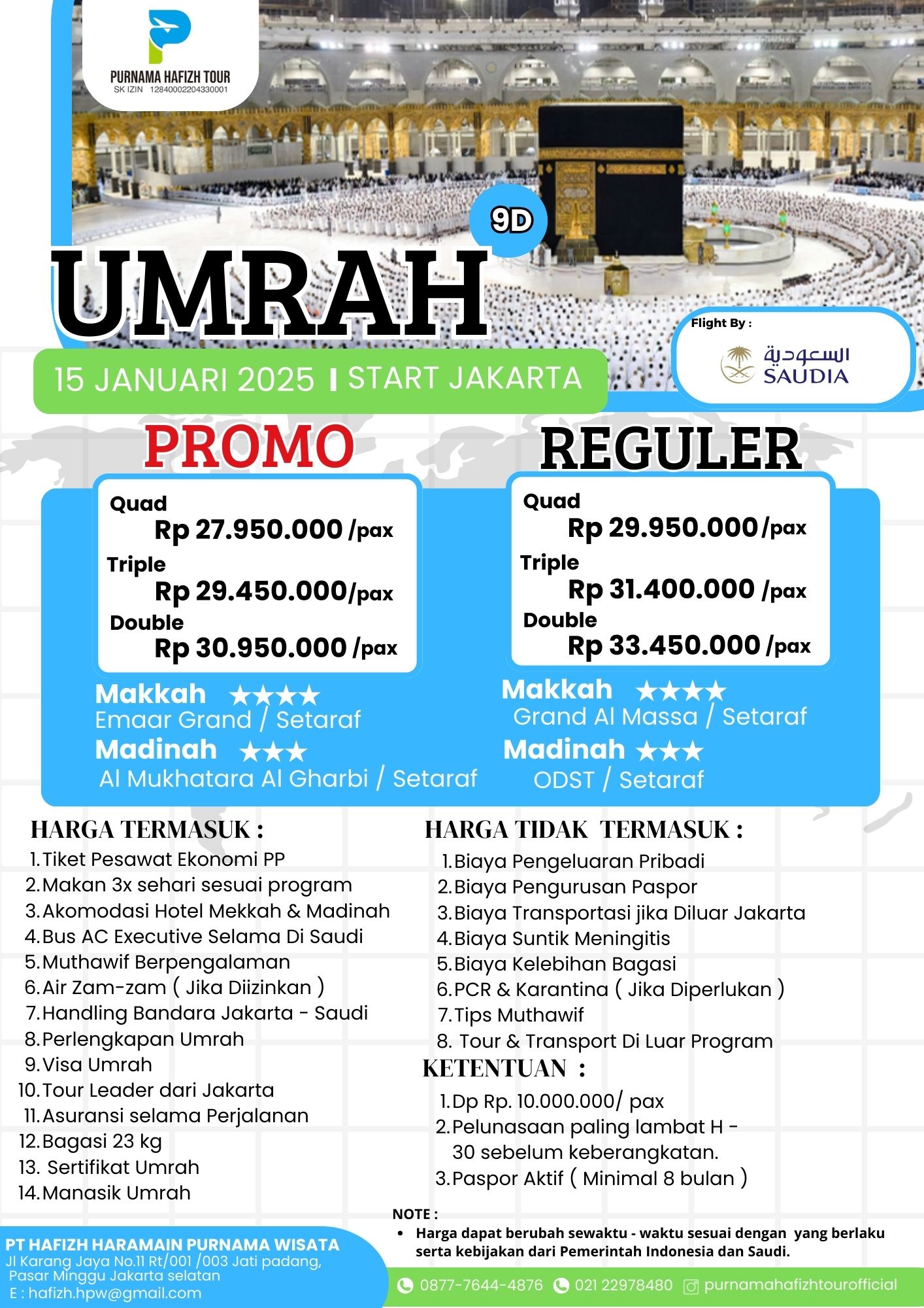 UMRAH AWAL TAHUN REGULER 15 JANUARI 2025 9DAY